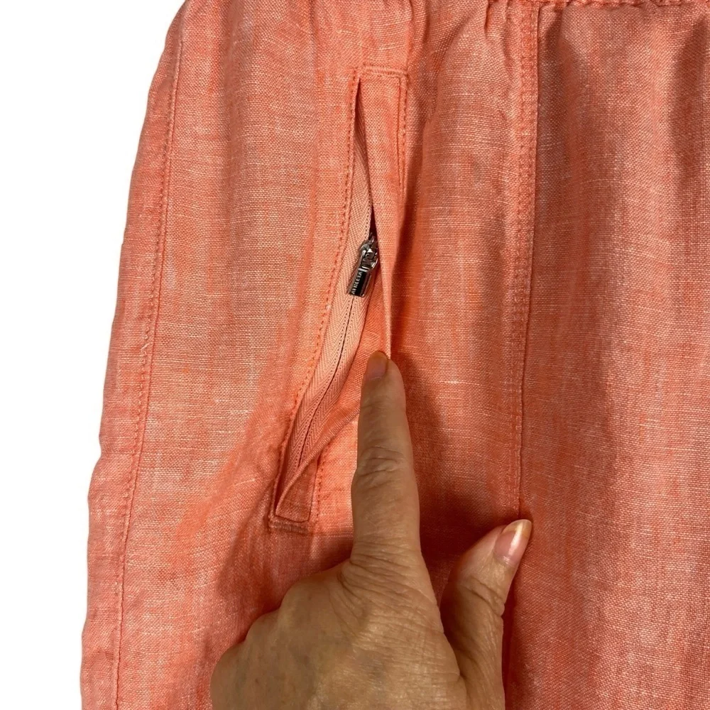 ATHLETA Womens 100% Linen Elastic Waist Peachy Orange Shorts Size‎ 4 S/533545-03